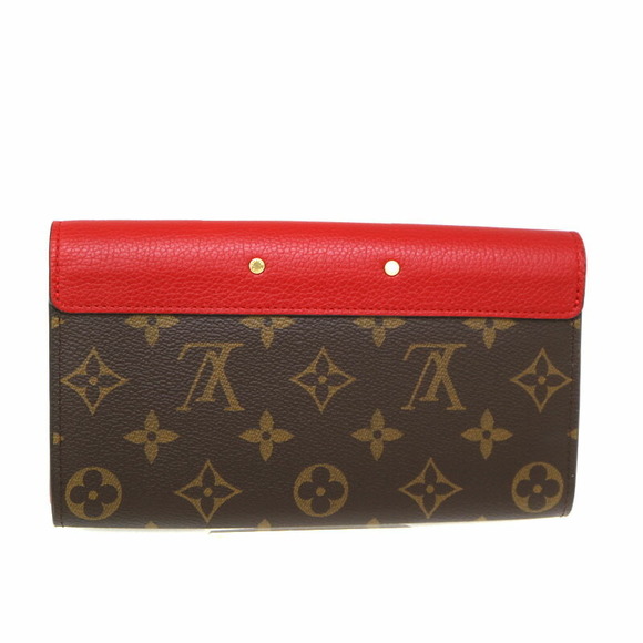 Louis Vuitton Brown Red Wallet Monogram Portefeuille Canvas Pallas - Picture 3 of 6